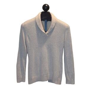 Carole Little V Neck Sweater Beige Oatmeal Medium Angora Neutral Quiet Luxury